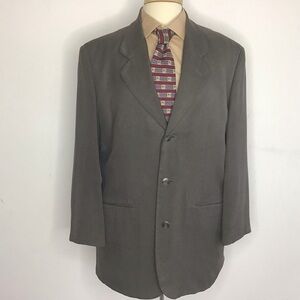 Vintage Cypress Grove Olive/Gray silk three button lined ventless blazer. Small